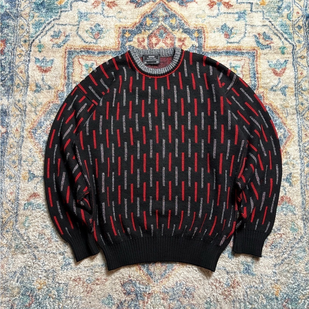 Vintage Sears Striped Pullover Sweater Medium